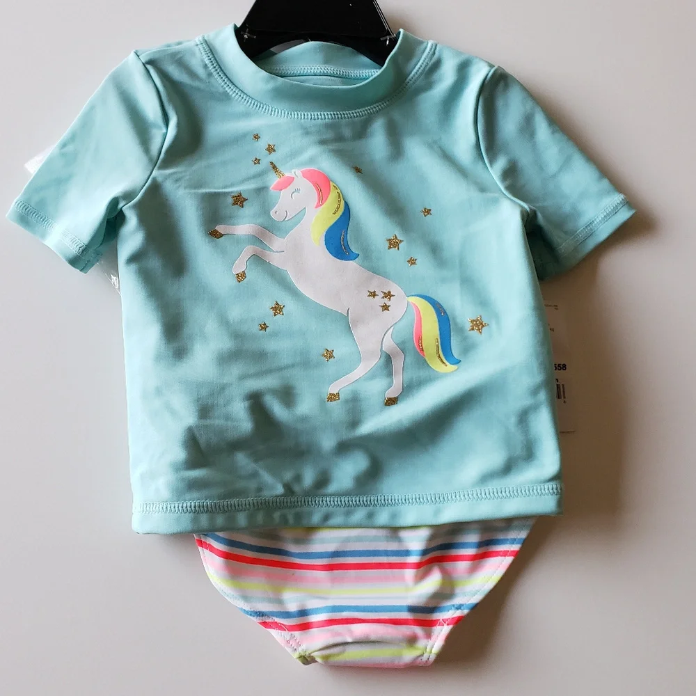 NWT - Carter's 3-Piece (Hat, Rashguard Top, Bottom) Swim & Rashguard - Size 18M